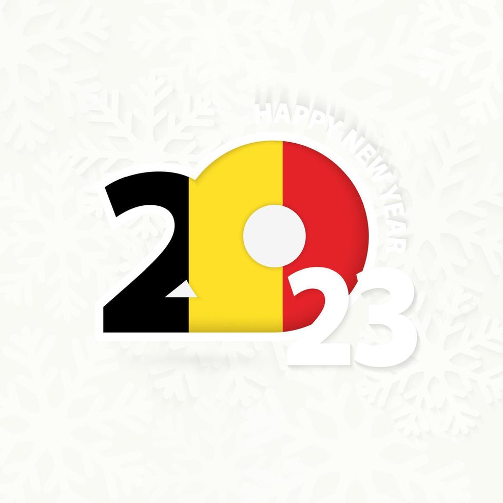 New Year 2023 for Belgium on snowflake background. vector