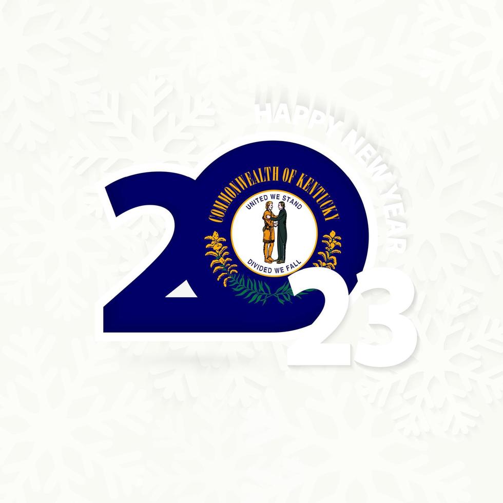 New Year 2023 for Kentucky on snowflake background. vector