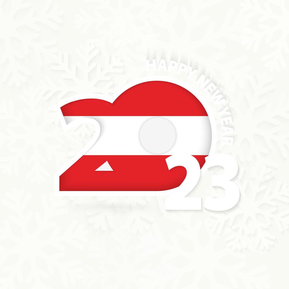 New Year 2023 for Austria on snowflake background. vector