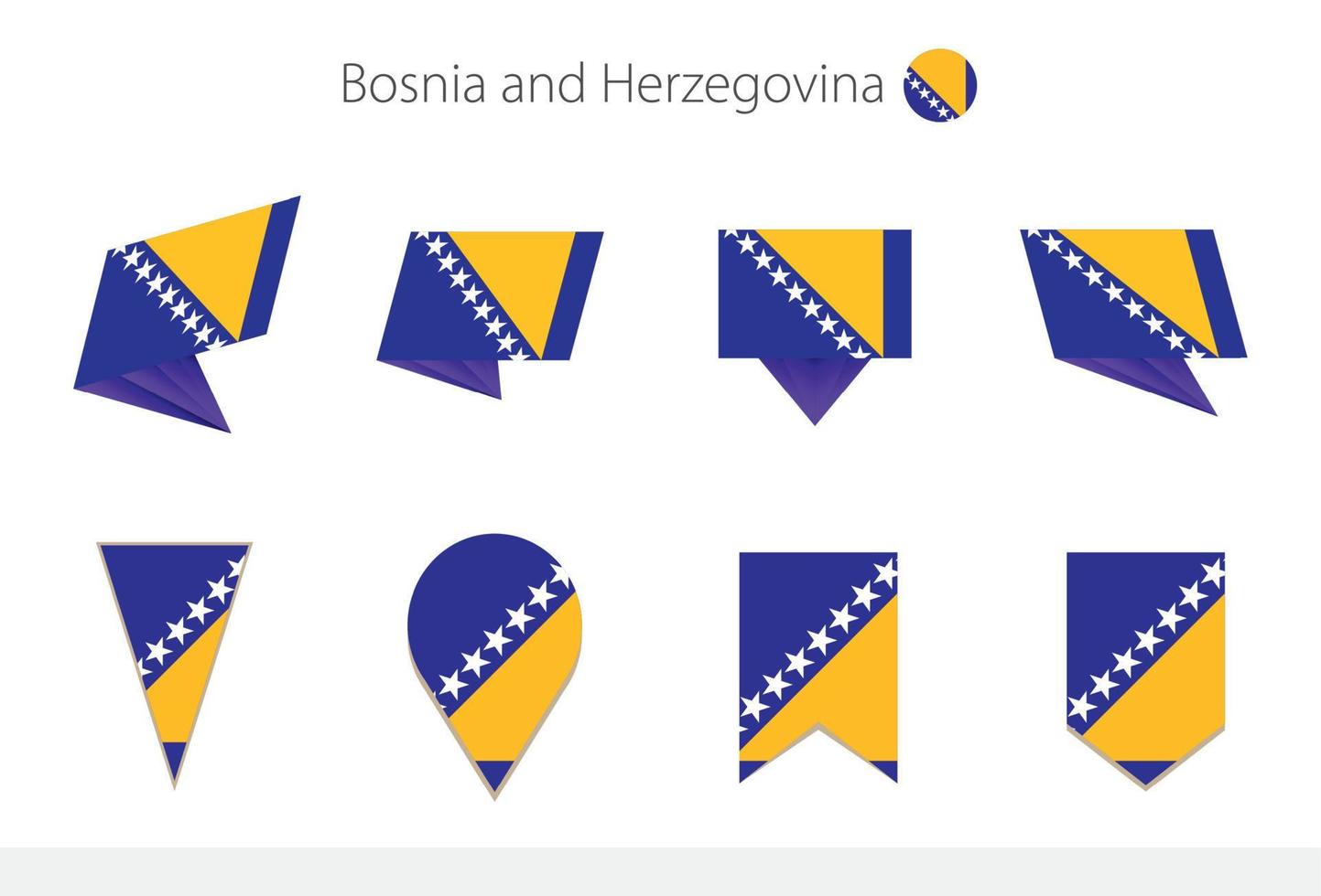 Bosnia and Herzegovina national flag collection, eight versions of Bosnia and Herzegovina vector flags.