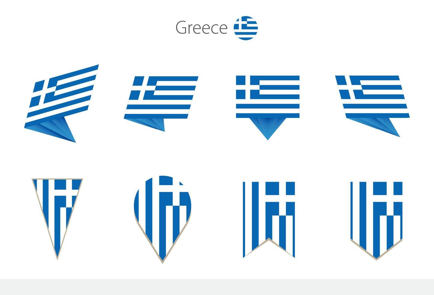 Greece national flag collection, eight versions of Greece vector flags.