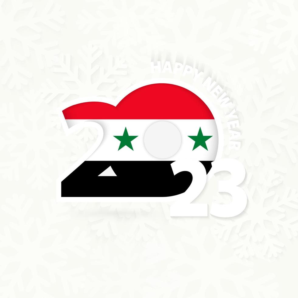 New Year 2023 for Syria on snowflake background. vector