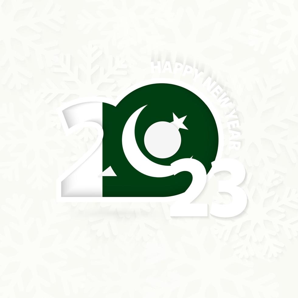New Year 2023 for Pakistan on snowflake background. vector