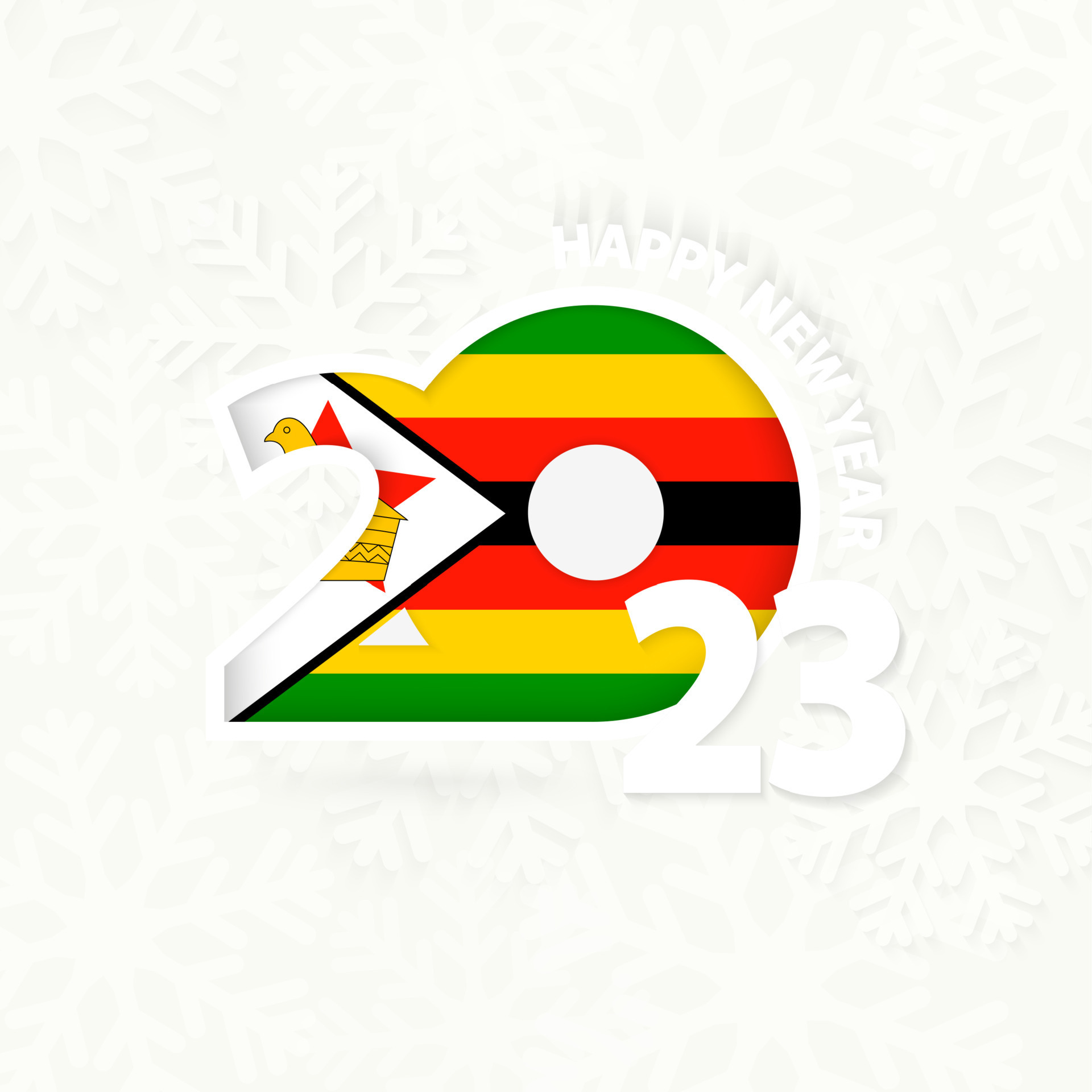 New Year 2023 for Zimbabwe on snowflake background. 16370854 Vector Art