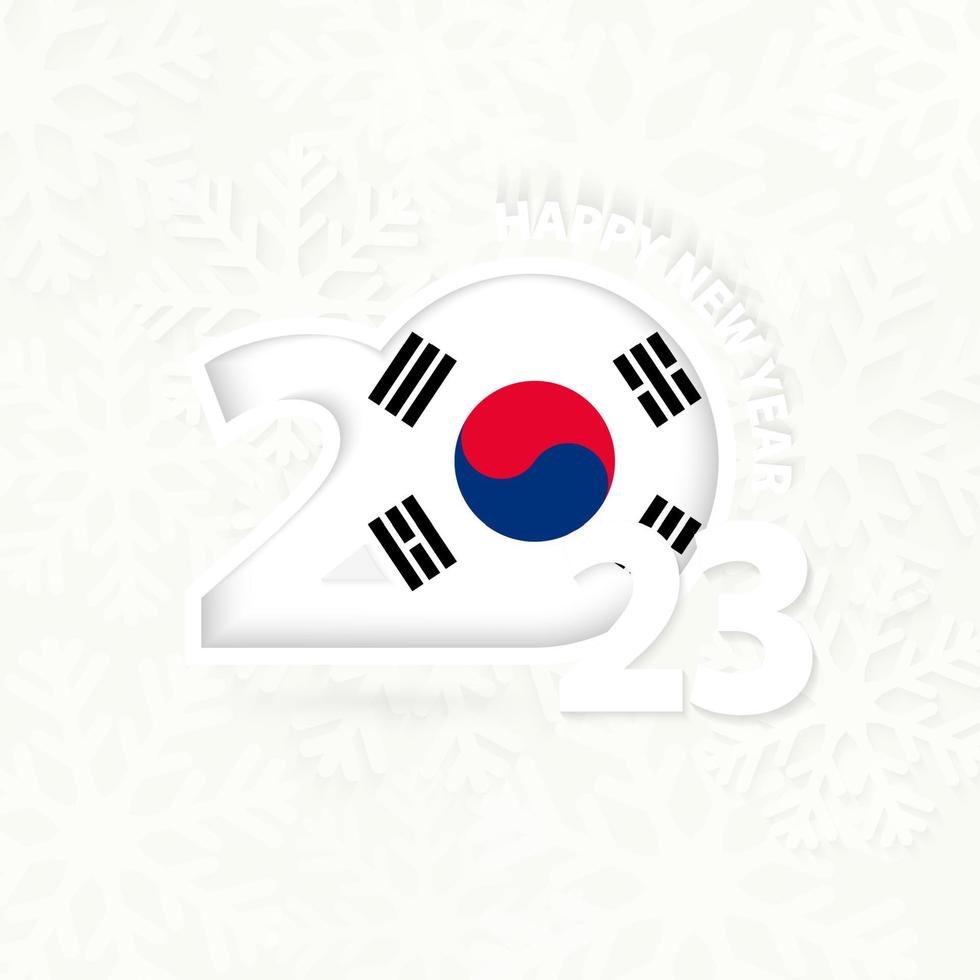 New Year 2023 for South Korea on snowflake background. vector