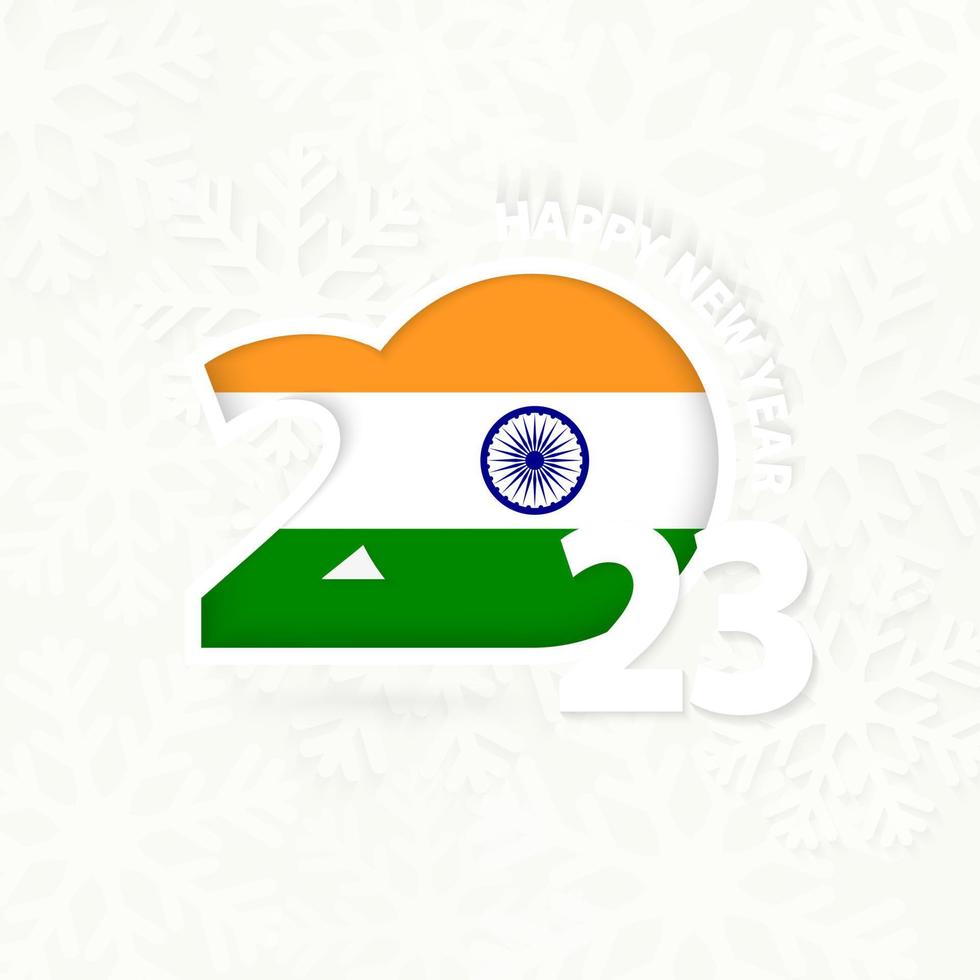 New Year 2023 for India on snowflake background. vector