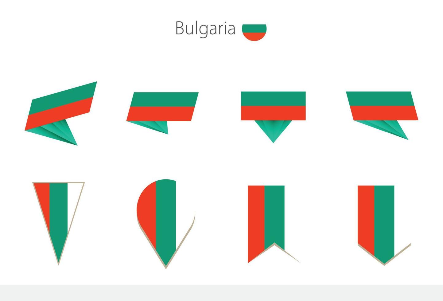 Bulgaria national flag collection, eight versions of Bulgaria vector flags.