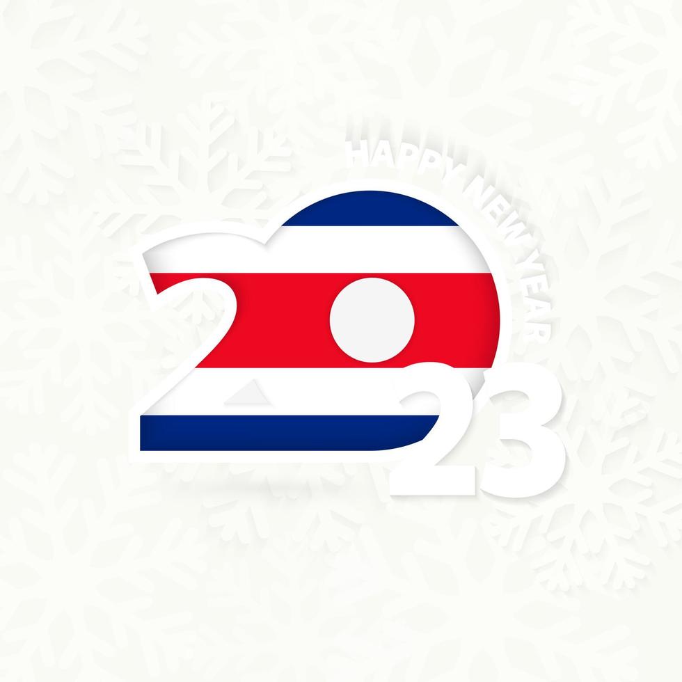 New Year 2023 for Costa Rica on snowflake background. vector