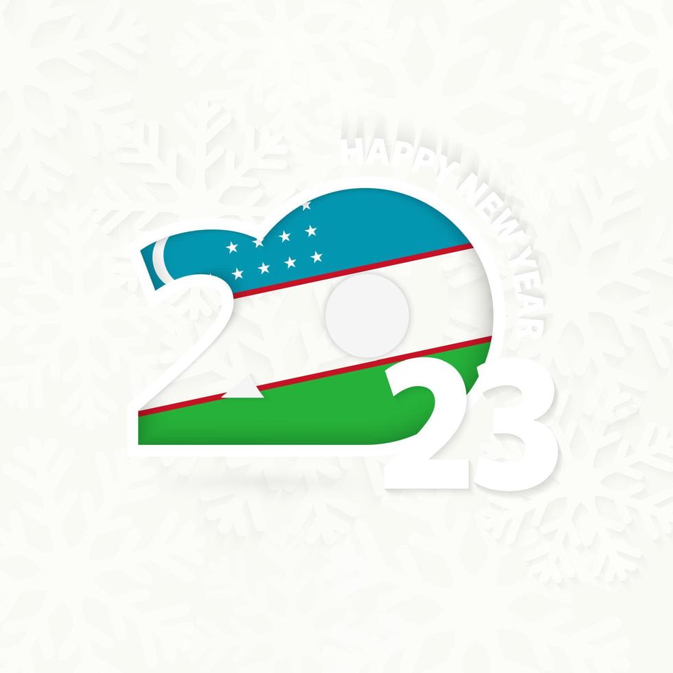 New Year 2023 for Uzbekistan on snowflake background. vector