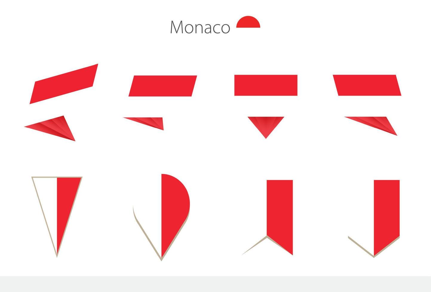 Monaco national flag collection, eight versions of Monaco vector flags.