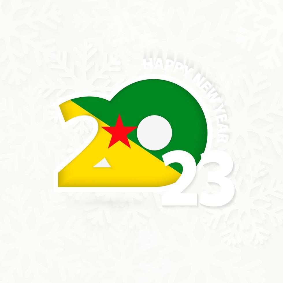 New Year 2023 for French Guiana on snowflake background. vector