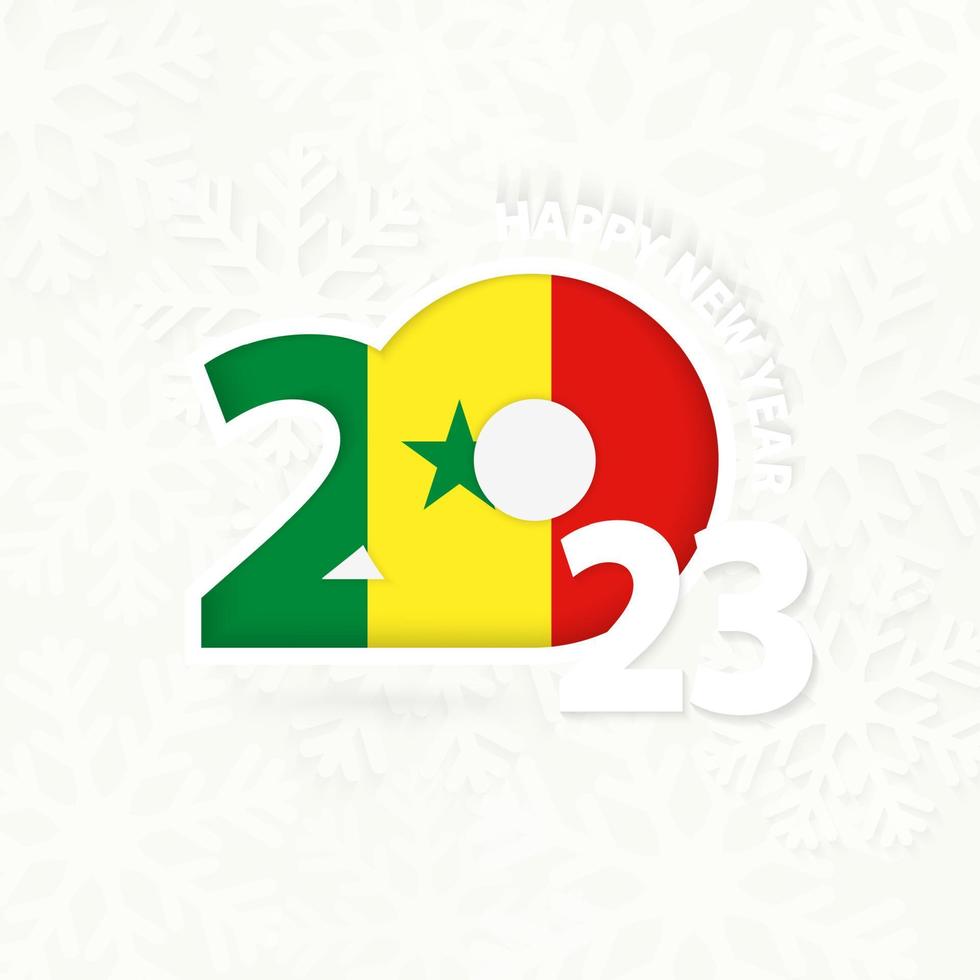 New Year 2023 for Senegal on snowflake background. vector