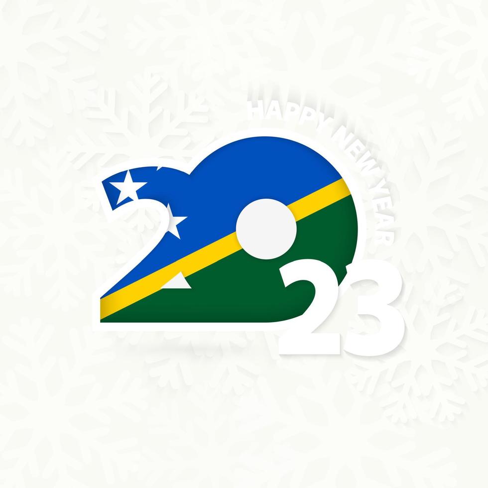 New Year 2023 for Solomon Islands on snowflake background. vector