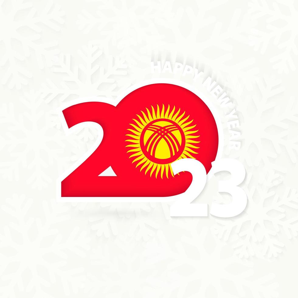 New Year 2023 for Kyrgyzstan on snowflake background. vector