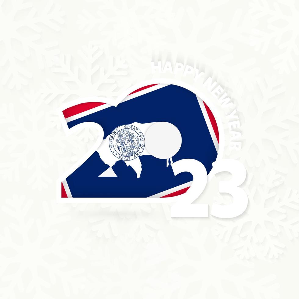 New Year 2023 for Wyoming on snowflake background. vector