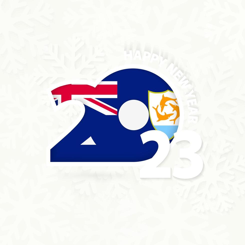 New Year 2023 for Anguilla on snowflake background. vector