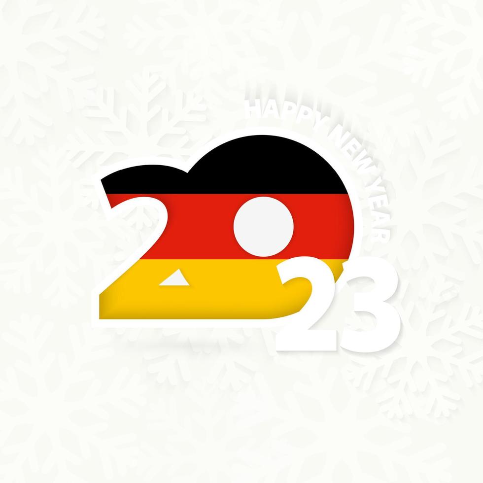 New Year 2023 for Germany on snowflake background. vector