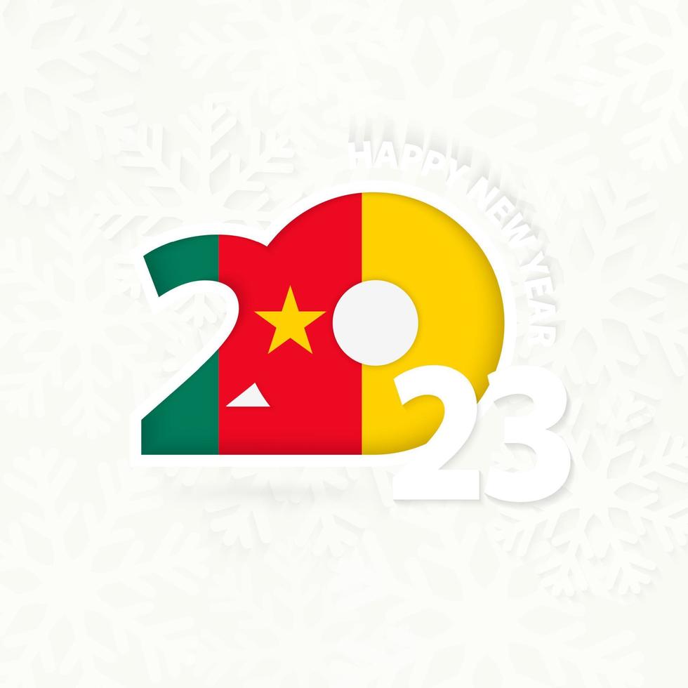 New Year 2023 for Cameroon on snowflake background. vector