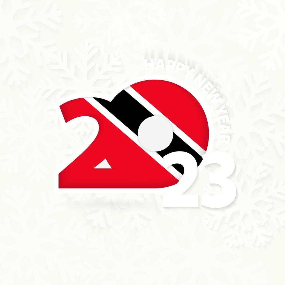 New Year 2023 for Trinidad and Tobago on snowflake background. vector