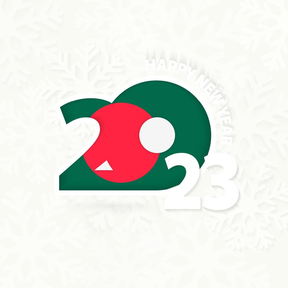 New Year 2023 for Bangladesh on snowflake background. vector