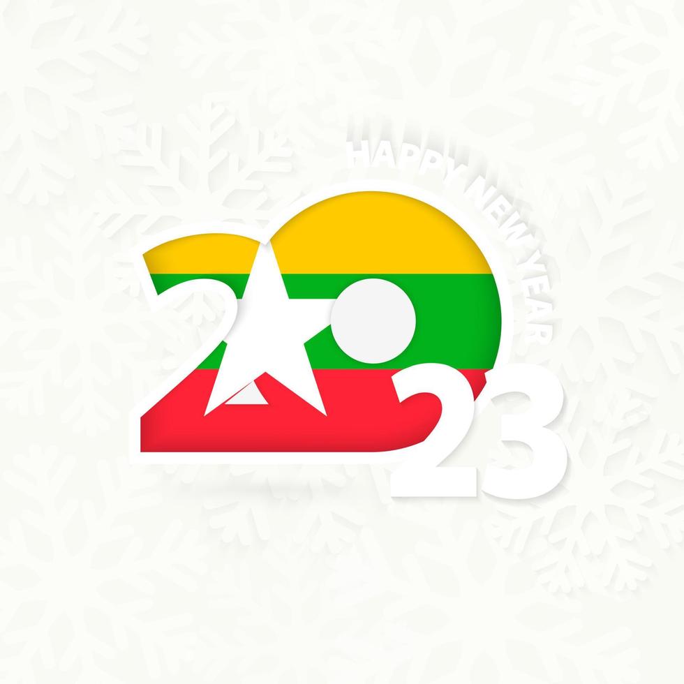 New Year 2023 for Myanmar on snowflake background. vector