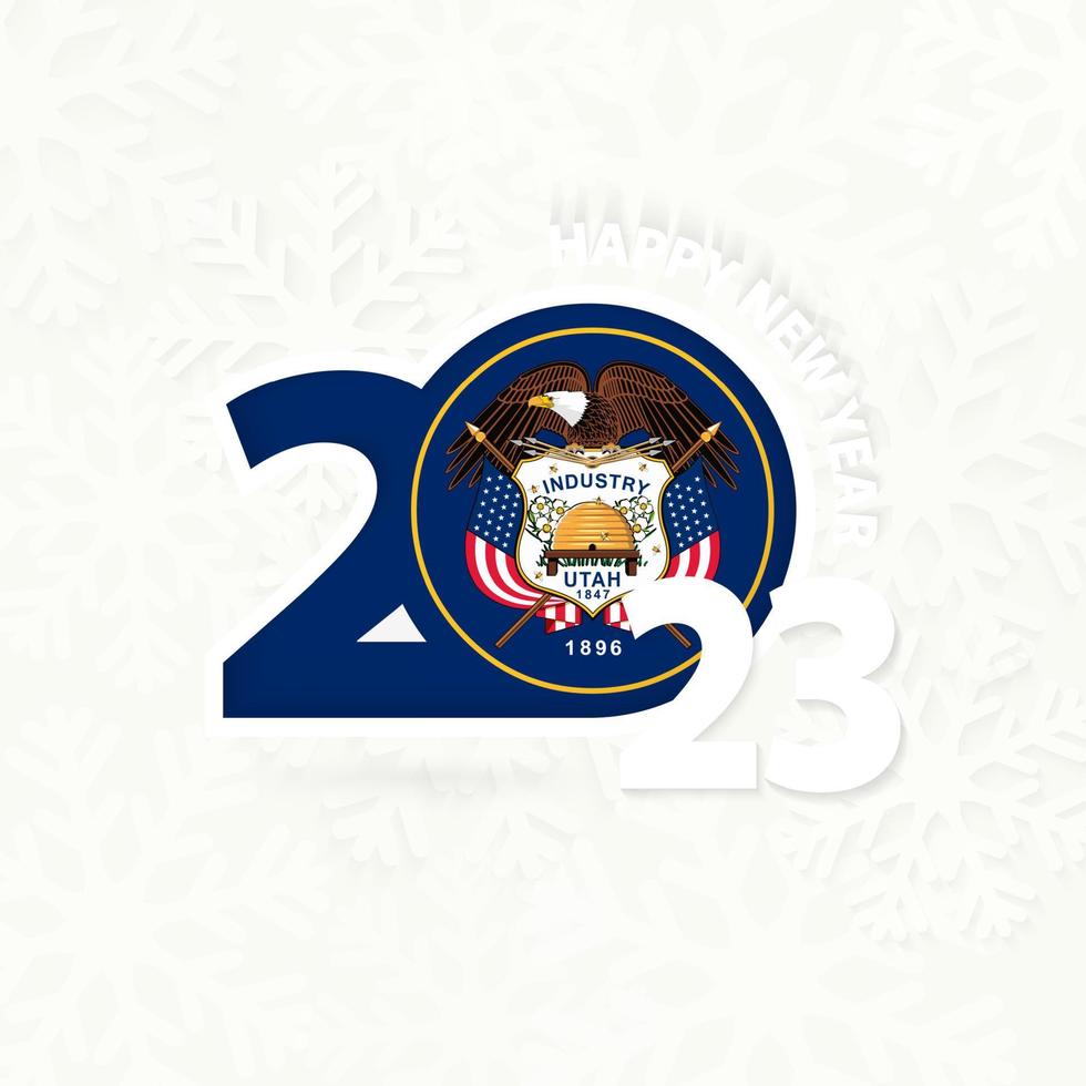 New Year 2023 for Utah on snowflake background. vector