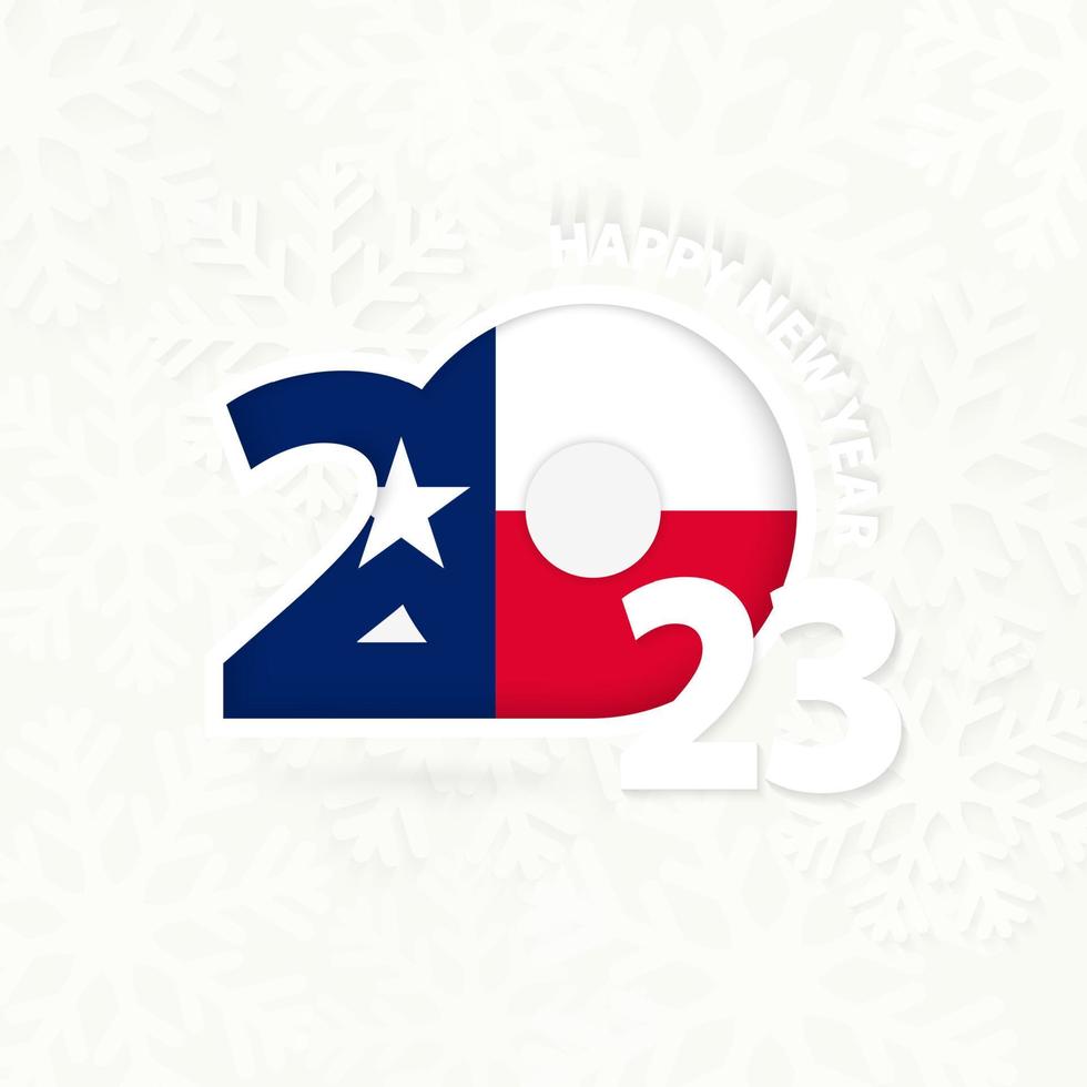 año nuevo 2023 para texas sobre fondo de copos de nieve. vector