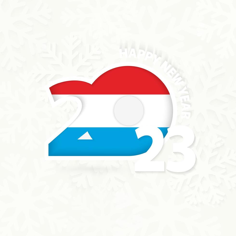 New Year 2023 for Luxembourg on snowflake background. vector