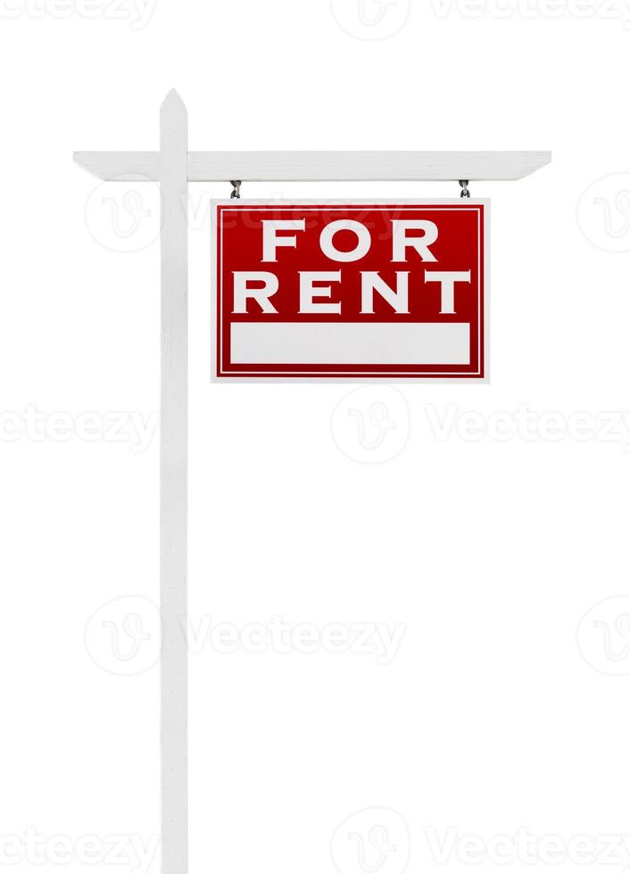 Right Facing For Rent Real Estate Sign Isolated on a White Background. photo