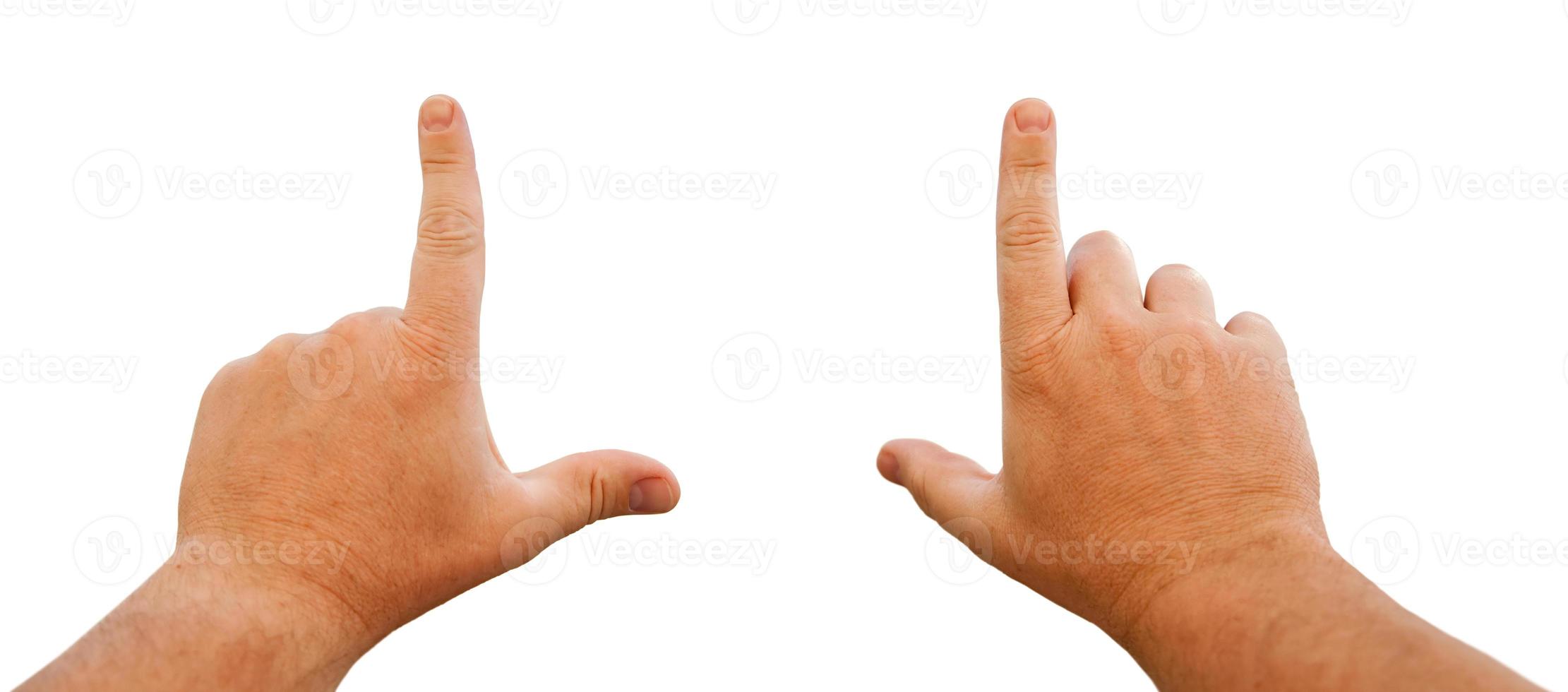 Male Hands Framing with Clipping Path photo