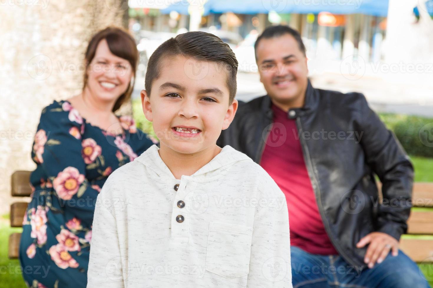 Mixed Race Young Family Portrait At The Park photo