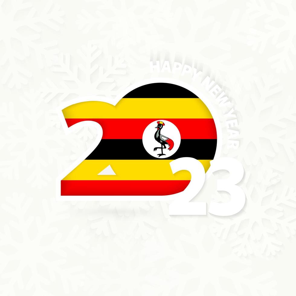 New Year 2023 for Uganda on snowflake background. vector