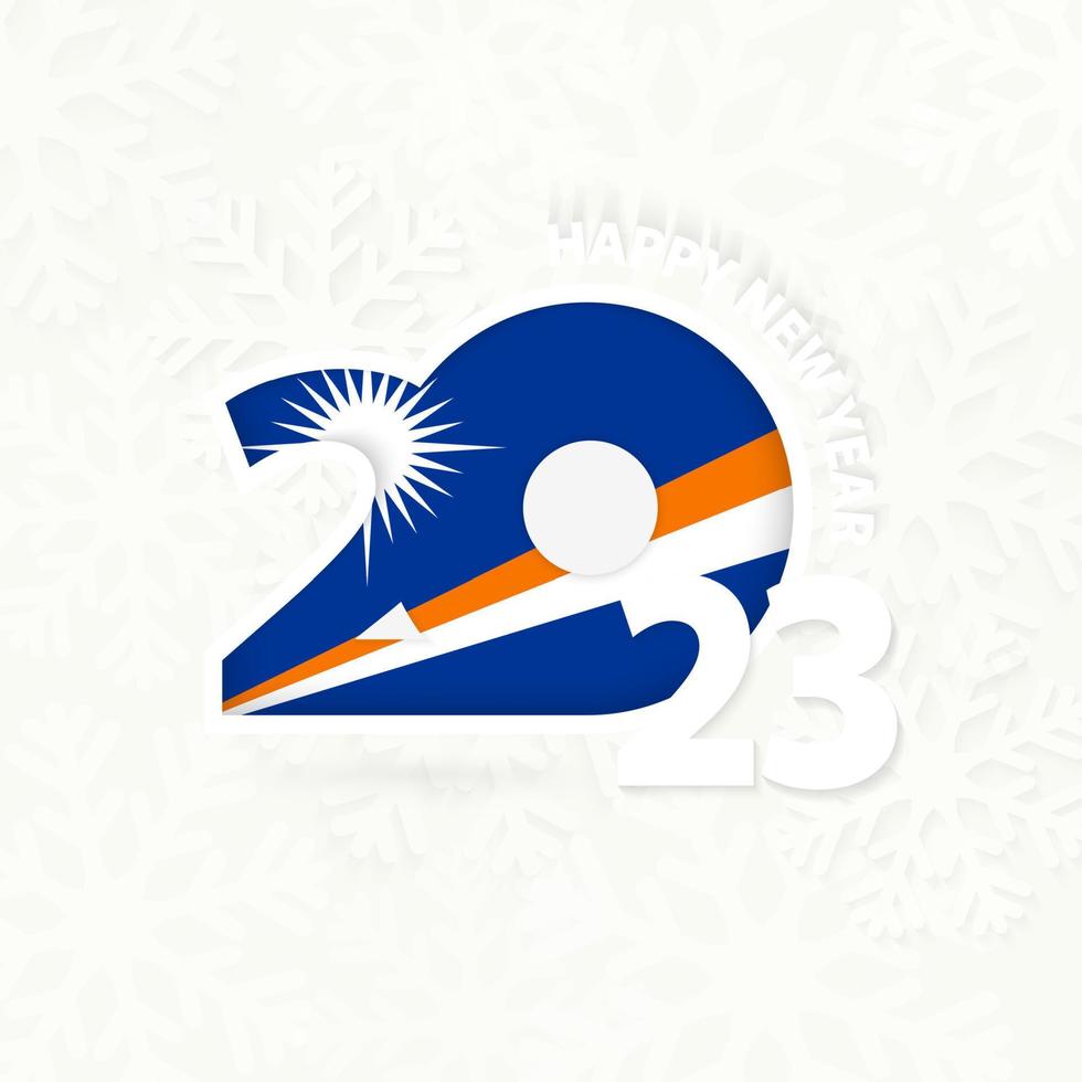 New Year 2023 for Marshall Islands on snowflake background. vector