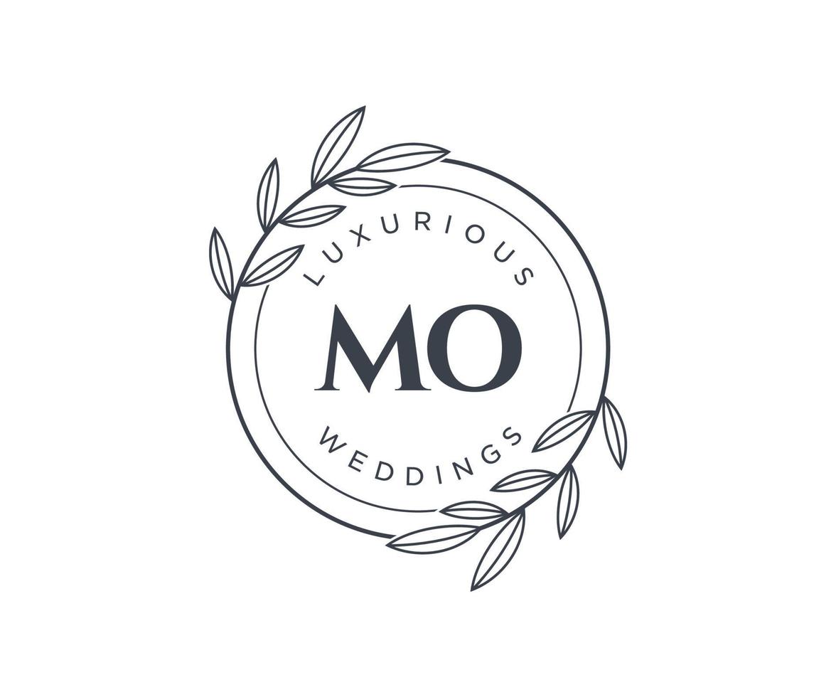 MO Initials letter Wedding monogram logos template, hand drawn modern minimalistic and floral templates for Invitation cards, Save the Date, elegant identity. vector