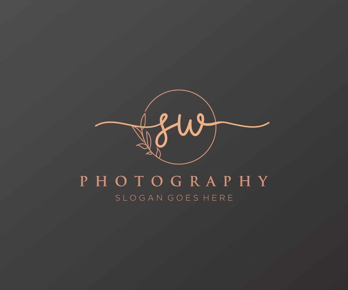 Initial SW feminine logo. Usable for Nature, Salon, Spa, Cosmetic and Beauty Logos. Flat Vector Logo Design Template Element.