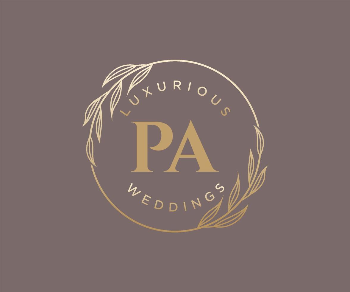 PA Initials letter Wedding monogram logos template, hand drawn modern minimalistic and floral templates for Invitation cards, Save the Date, elegant identity. vector