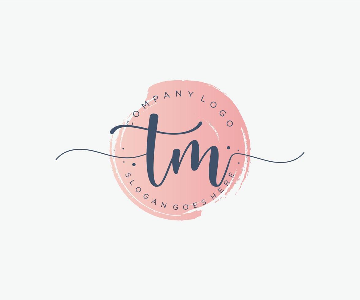 Initial TM feminine logo. Usable for Nature, Salon, Spa, Cosmetic and Beauty Logos. Flat Vector Logo Design Template Element.