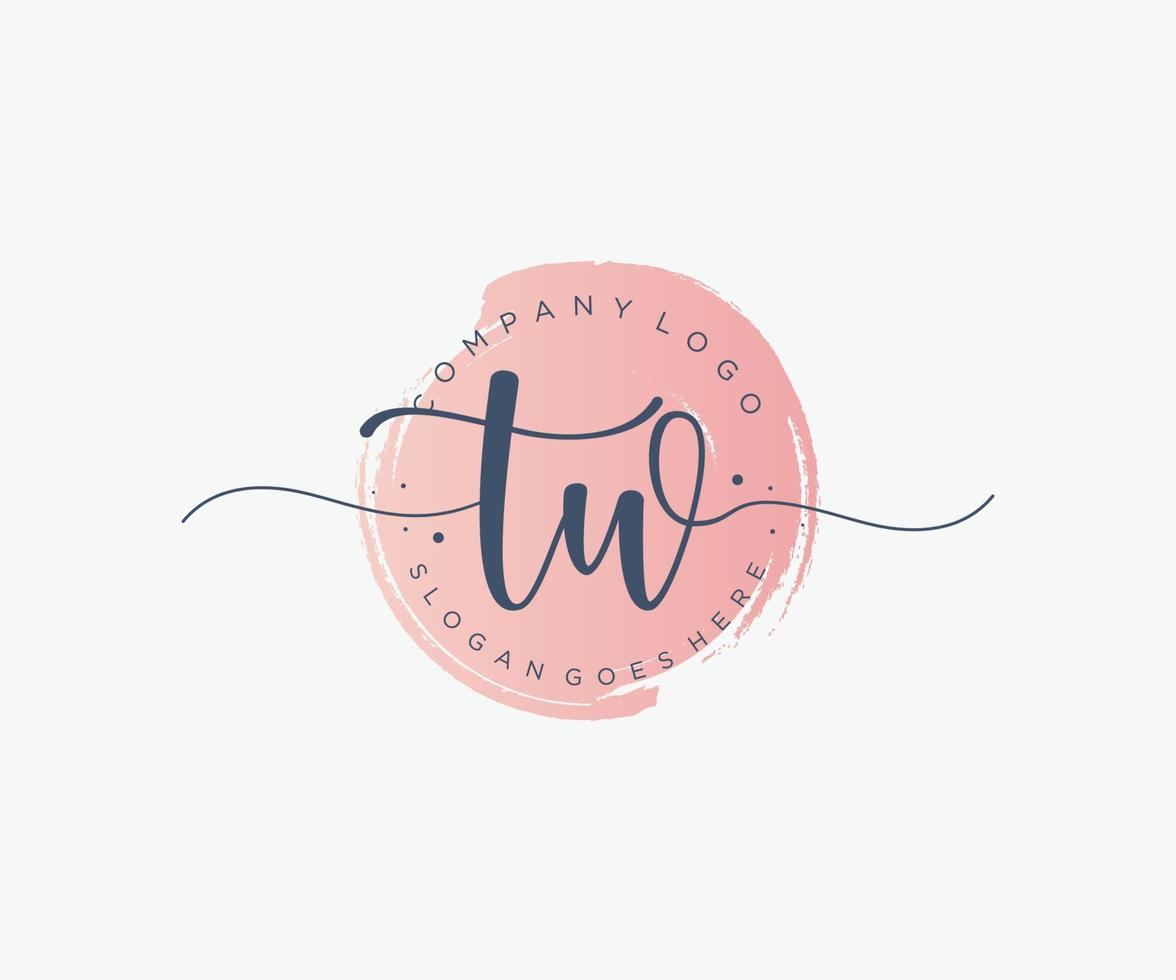 Initial TW feminine logo. Usable for Nature, Salon, Spa, Cosmetic and Beauty Logos. Flat Vector Logo Design Template Element.