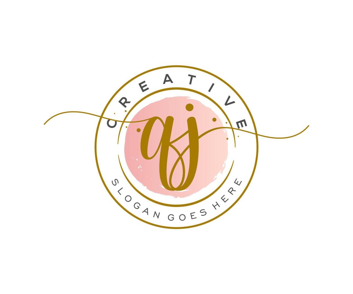 initial QJ Feminine logo beauty monogram and elegant logo design, handwriting logo of initial signature, wedding, fashion, floral and botanical with creative template. vector
