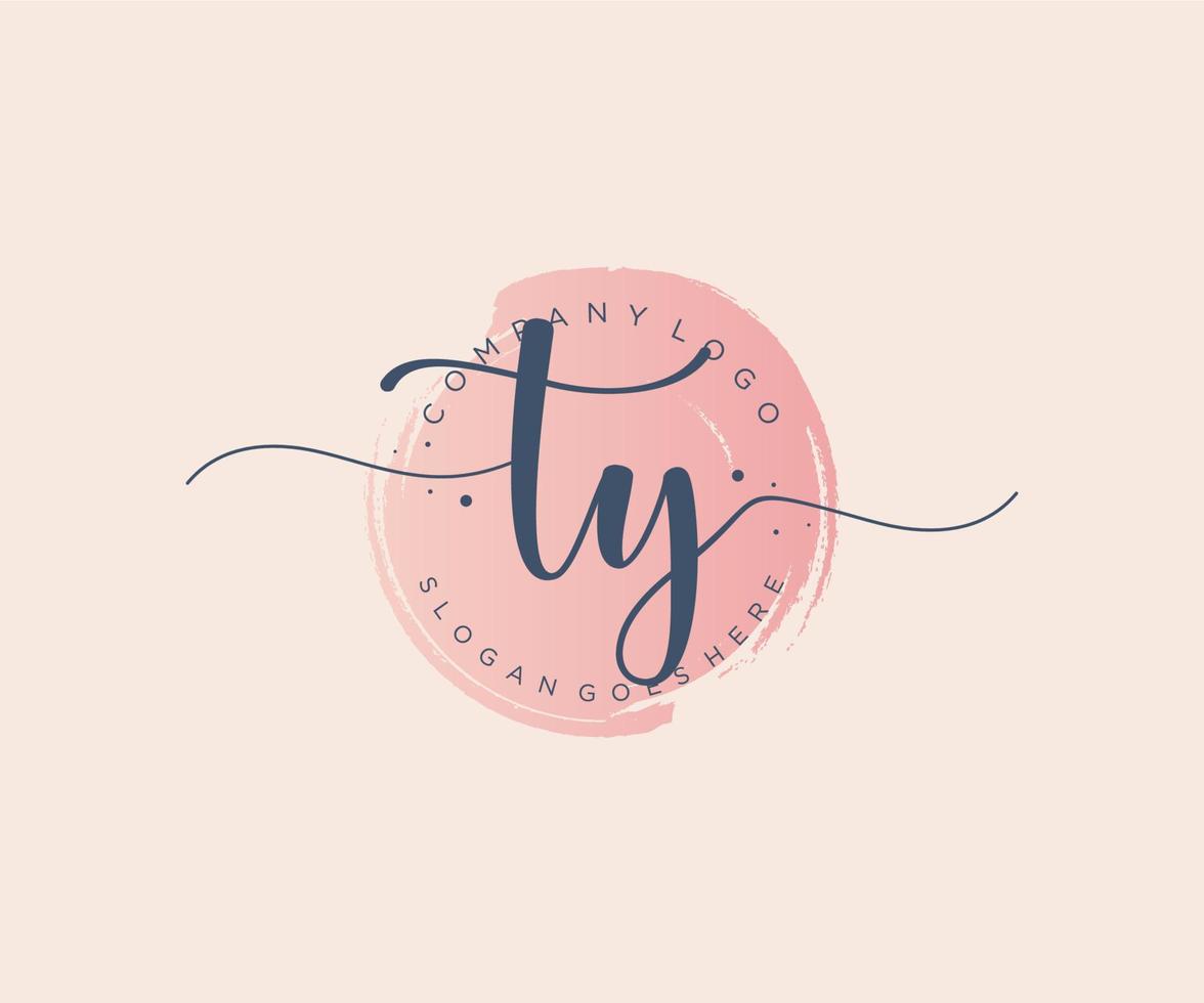 Initial TY feminine logo. Usable for Nature, Salon, Spa, Cosmetic and Beauty Logos. Flat Vector Logo Design Template Element.