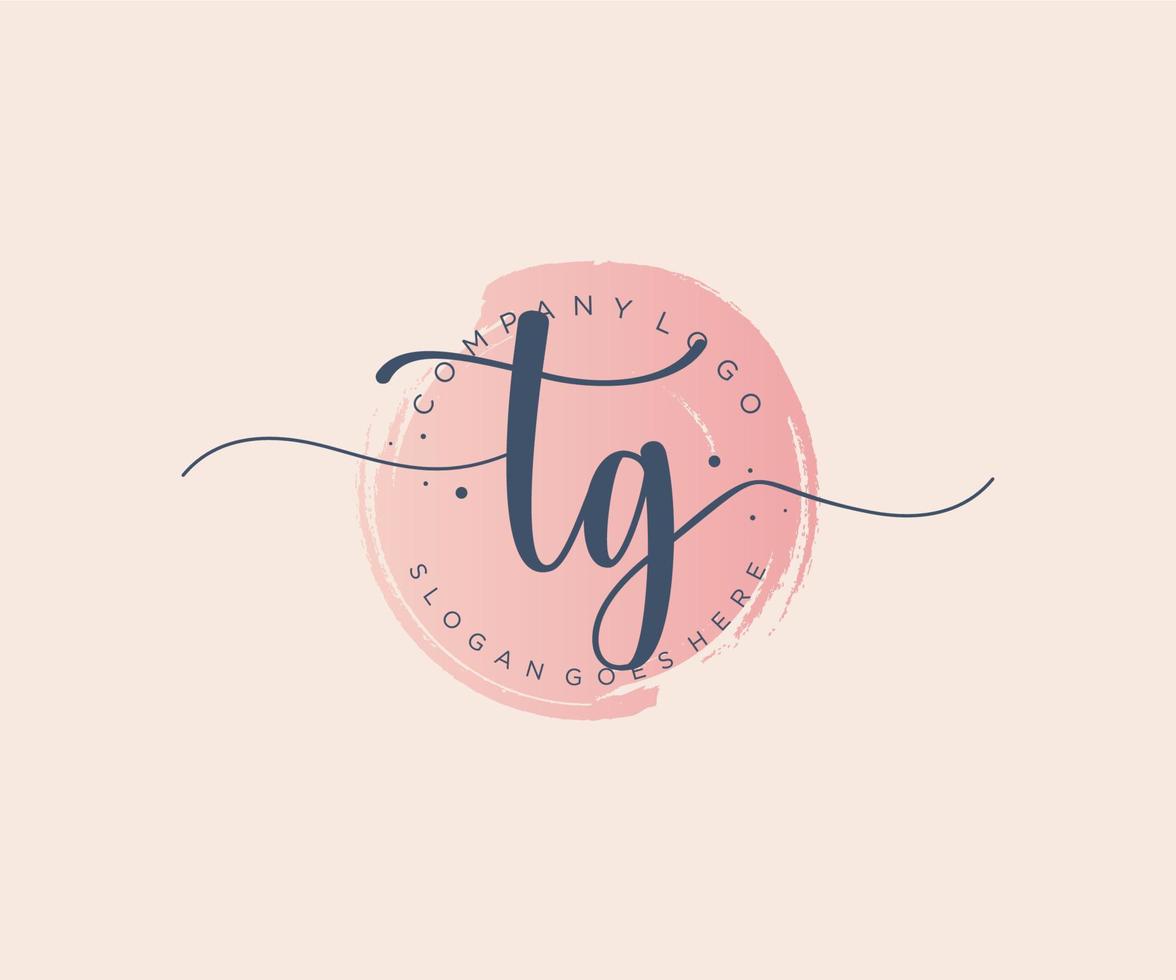 Initial TG feminine logo. Usable for Nature, Salon, Spa, Cosmetic and Beauty Logos. Flat Vector Logo Design Template Element.