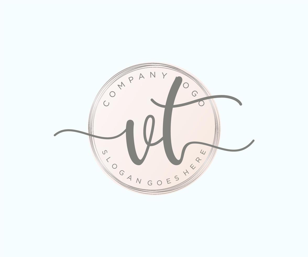 Initial VT feminine logo. Usable for Nature, Salon, Spa, Cosmetic and Beauty Logos. Flat Vector Logo Design Template Element.