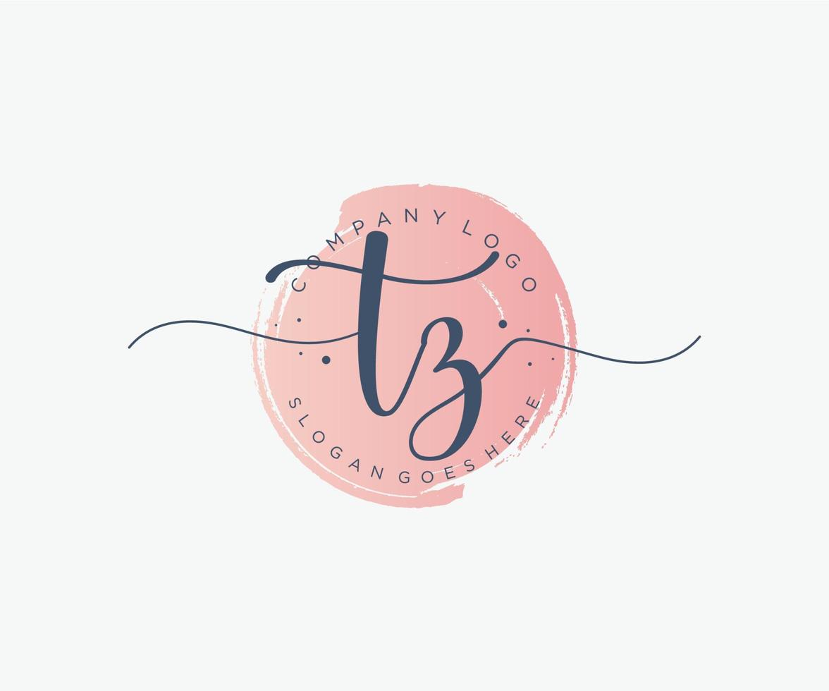 Initial TZ feminine logo. Usable for Nature, Salon, Spa, Cosmetic and Beauty Logos. Flat Vector Logo Design Template Element.