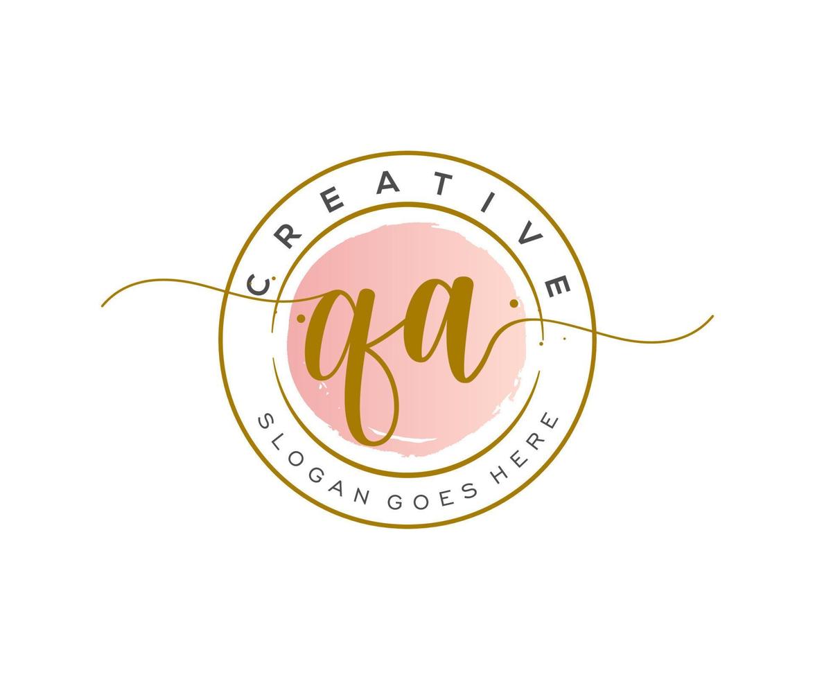 initial QA Feminine logo beauty monogram and elegant logo design, handwriting logo of initial signature, wedding, fashion, floral and botanical with creative template. vector