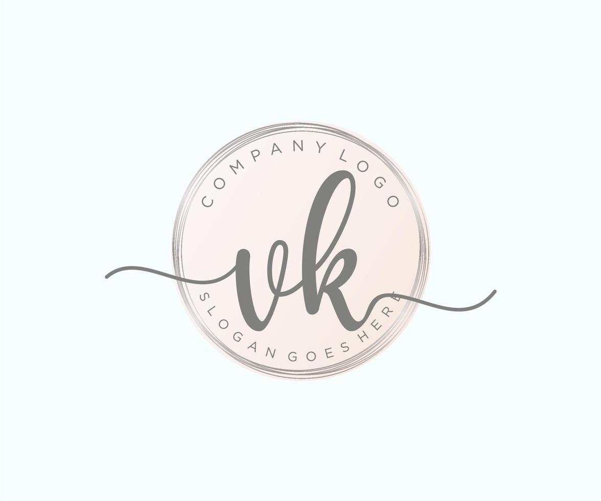 Initial VK feminine logo. Usable for Nature, Salon, Spa, Cosmetic and Beauty Logos. Flat Vector Logo Design Template Element.