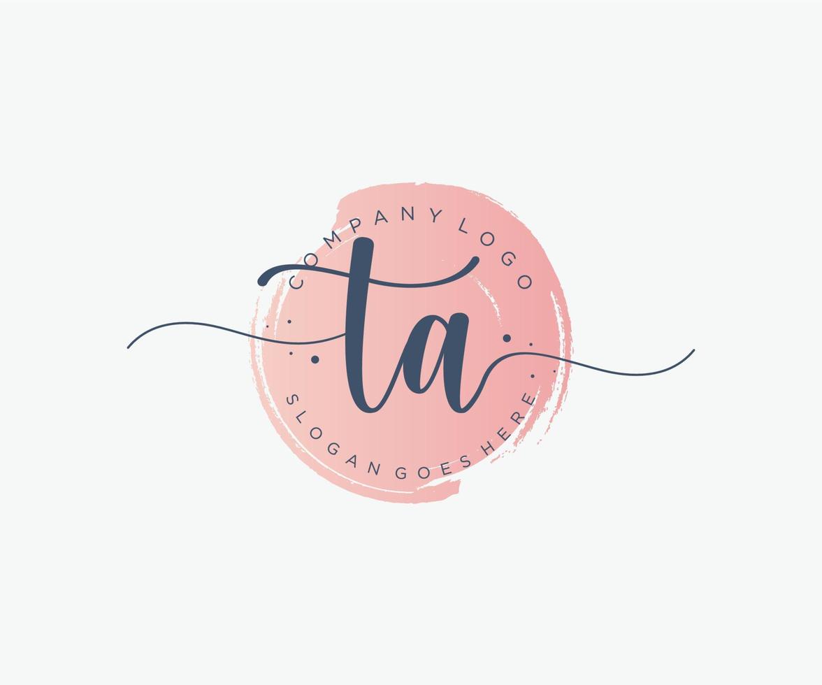 Initial TA feminine logo. Usable for Nature, Salon, Spa, Cosmetic and Beauty Logos. Flat Vector Logo Design Template Element.