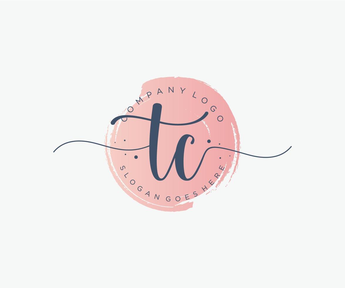 Initial TC feminine logo. Usable for Nature, Salon, Spa, Cosmetic and Beauty Logos. Flat Vector Logo Design Template Element.