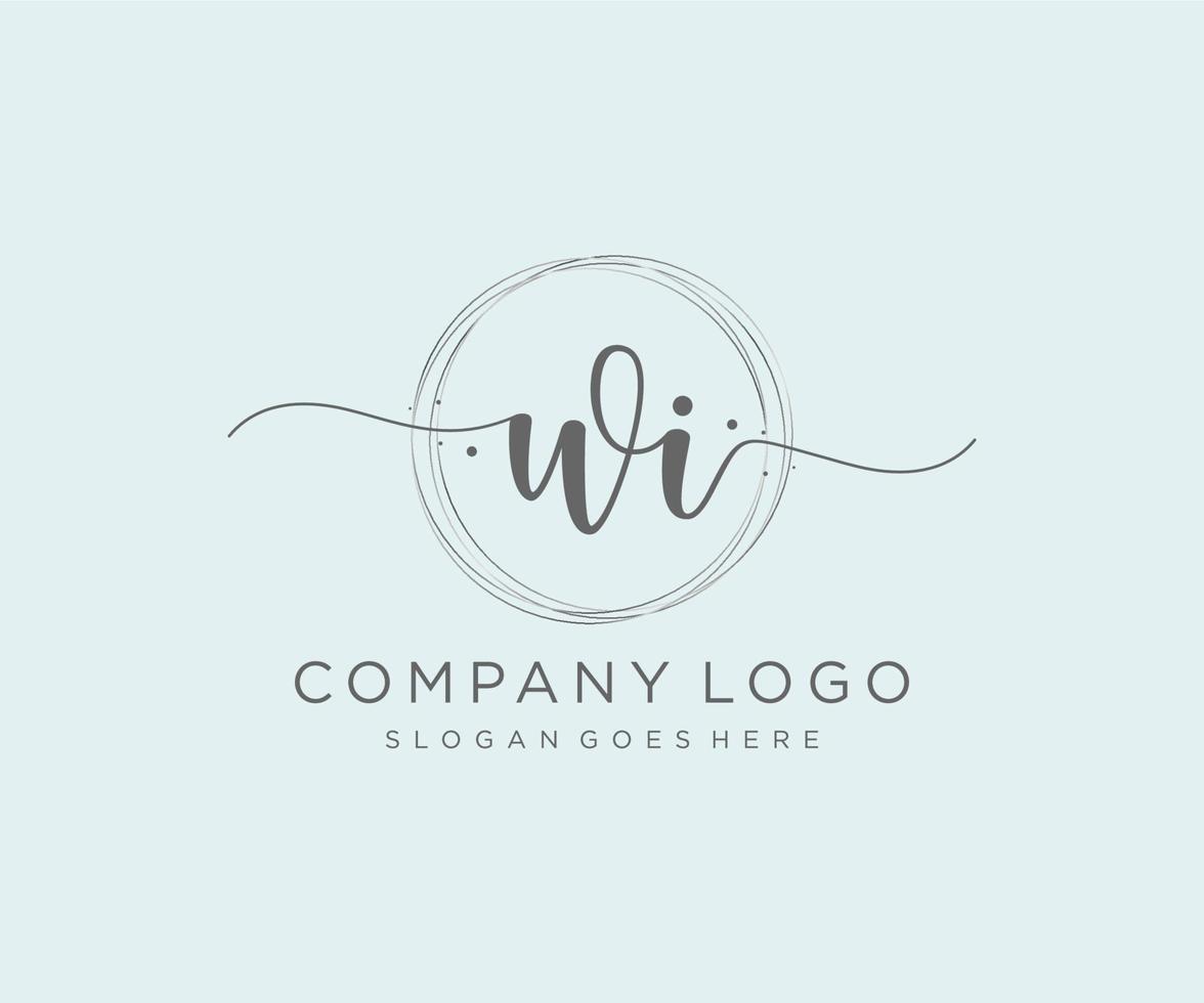 Initial WI feminine logo. Usable for Nature, Salon, Spa, Cosmetic and Beauty Logos. Flat Vector Logo Design Template Element.