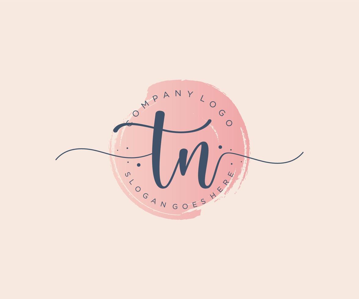 Initial TN feminine logo. Usable for Nature, Salon, Spa, Cosmetic and Beauty Logos. Flat Vector Logo Design Template Element.