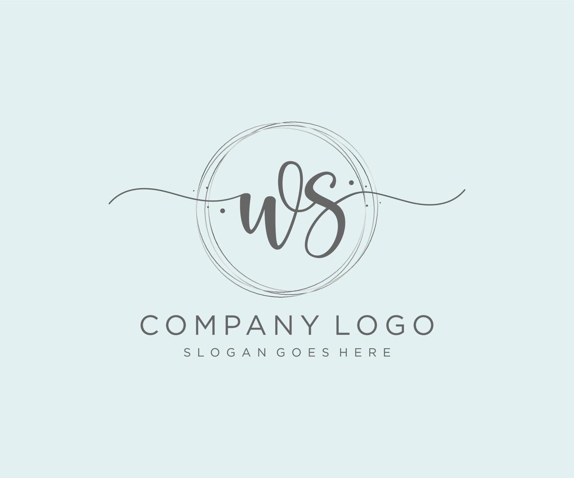 logotipo femenino ws inicial. utilizable para logotipos de naturaleza, salón, spa, cosmética y belleza. elemento de plantilla de diseño de logotipo de vector plano.